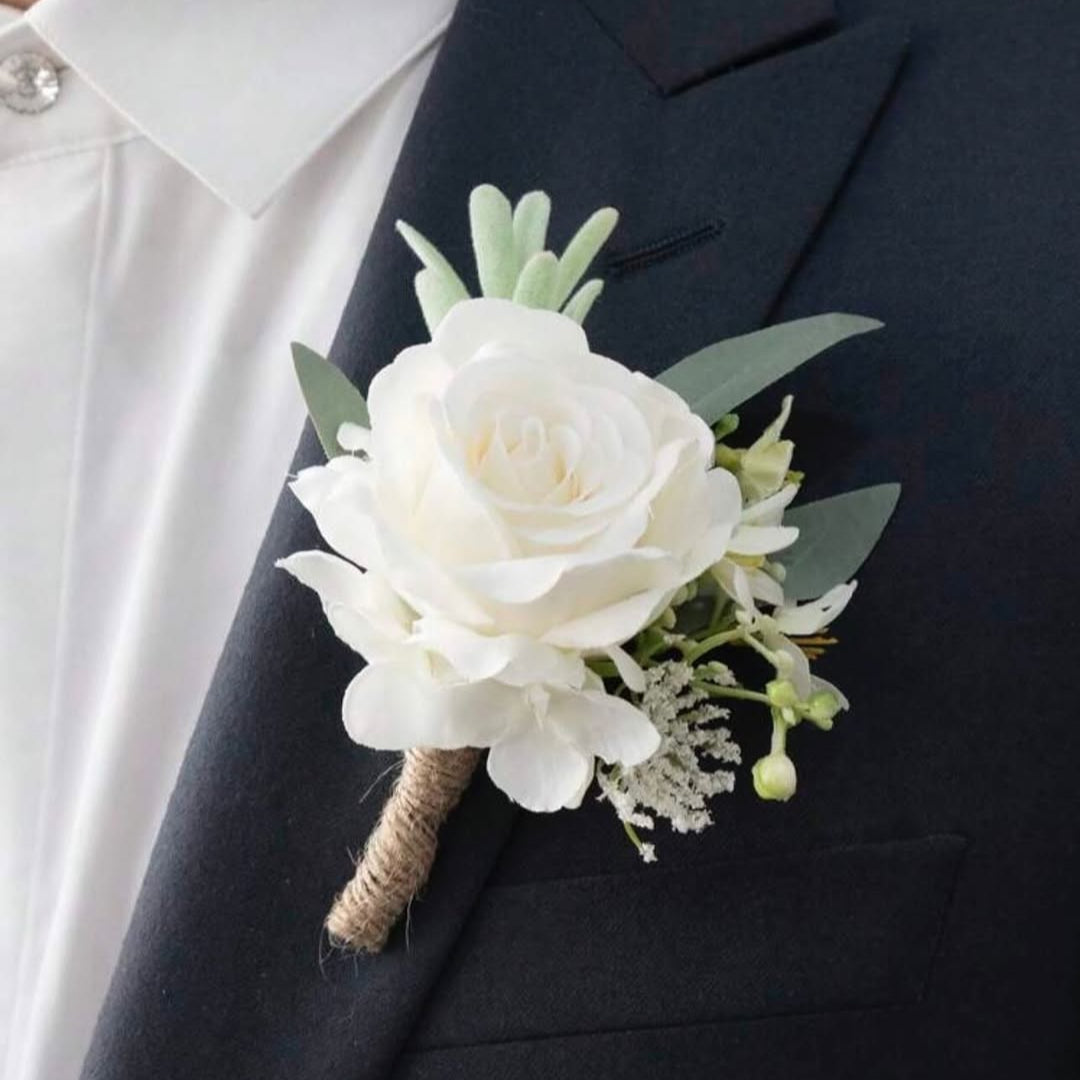 men's brooch white rose brooch for men's suit