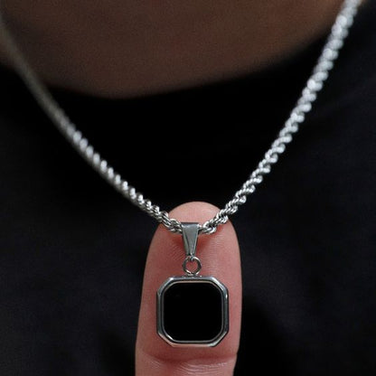 Men's Black Onyx Necklace (Titanium Steel)