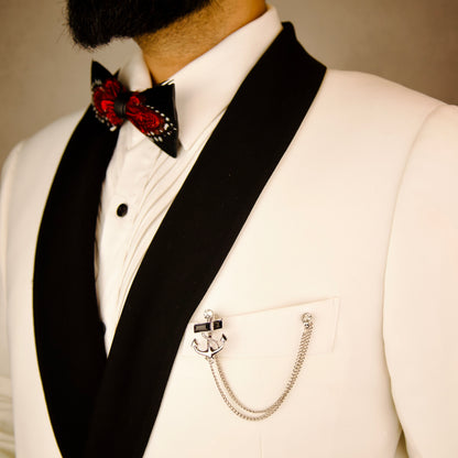 "Anchor Letter Chain Brooch, Personalized Letter Collar Pin, Jacket Handmade Lapel, Gift For Man, Men's Jewelry Accessory Wedding Groomsmen"