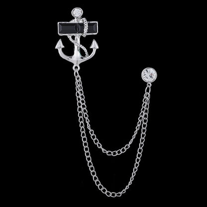 "Anchor Letter Chain Brooch, Personalized Letter Collar Pin, Jacket Handmade Lapel, Gift For Man, Men's Jewelry Accessory Wedding Groomsmen"
