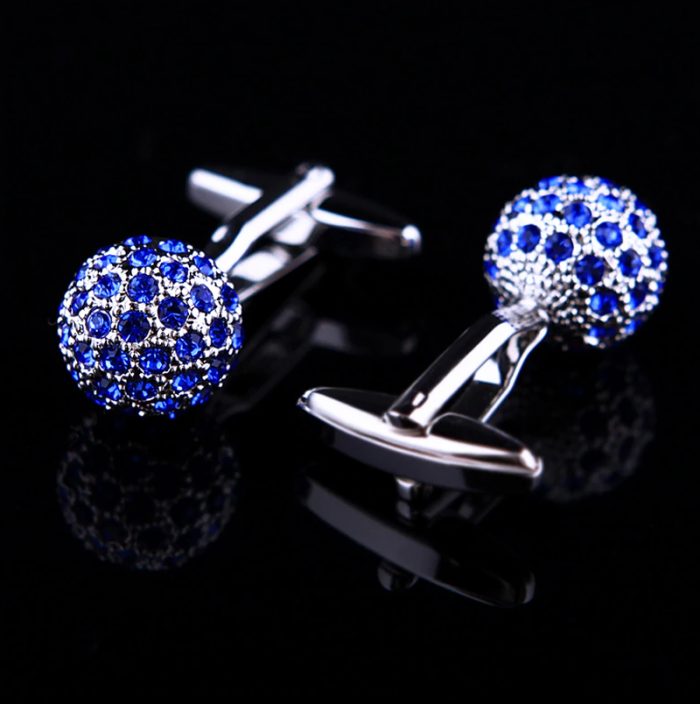 Elegant Blue Crystal Ball Cufflinks