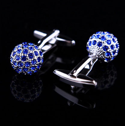 Elegant Blue Crystal Ball Cufflinks