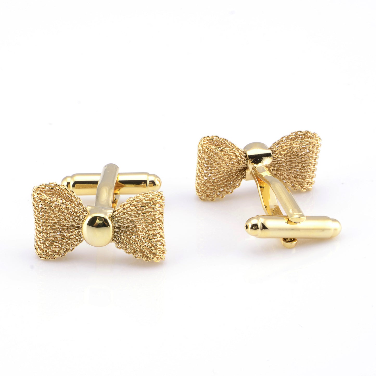 men cufflinks gold bow shape