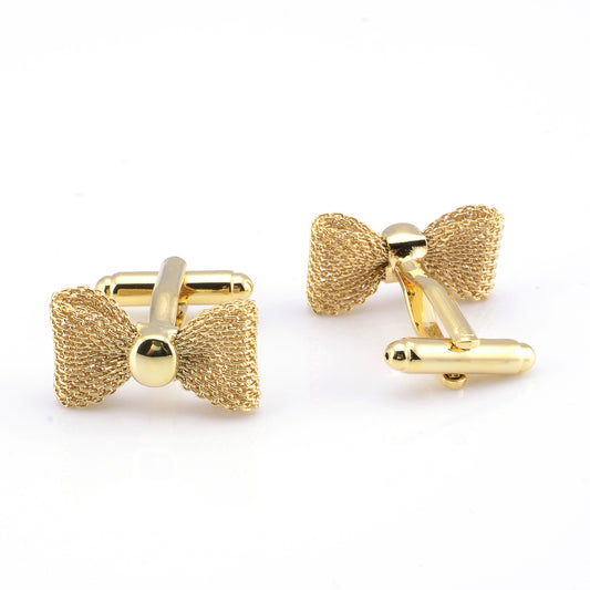 men cufflinks gold bow shape