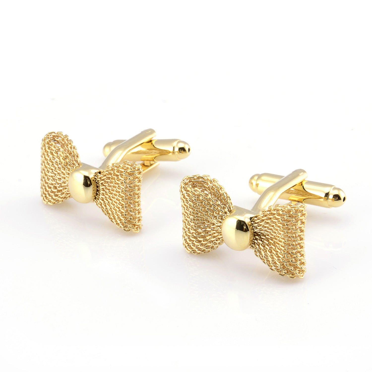 bow cufflinks for men in gold 