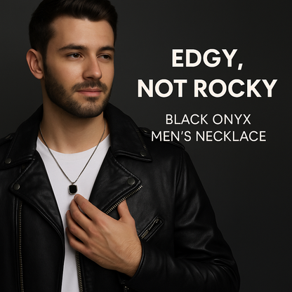 Men's Black Onyx Necklace (Titanium Steel)
