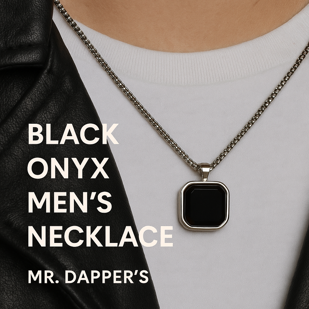 Men's Black Onyx Necklace (Titanium Steel)