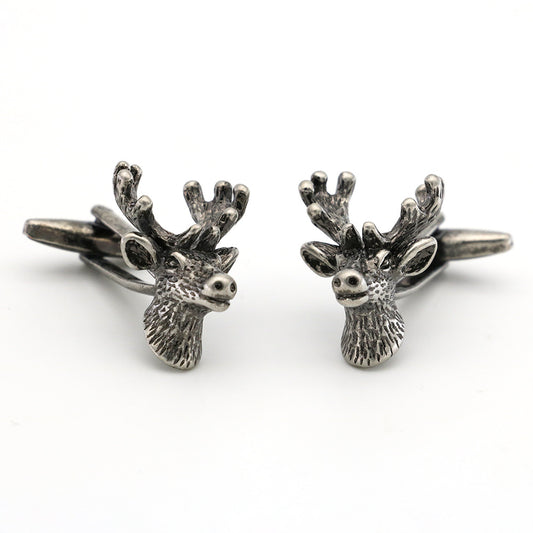 deer cufflinks in silver for men's gifting 