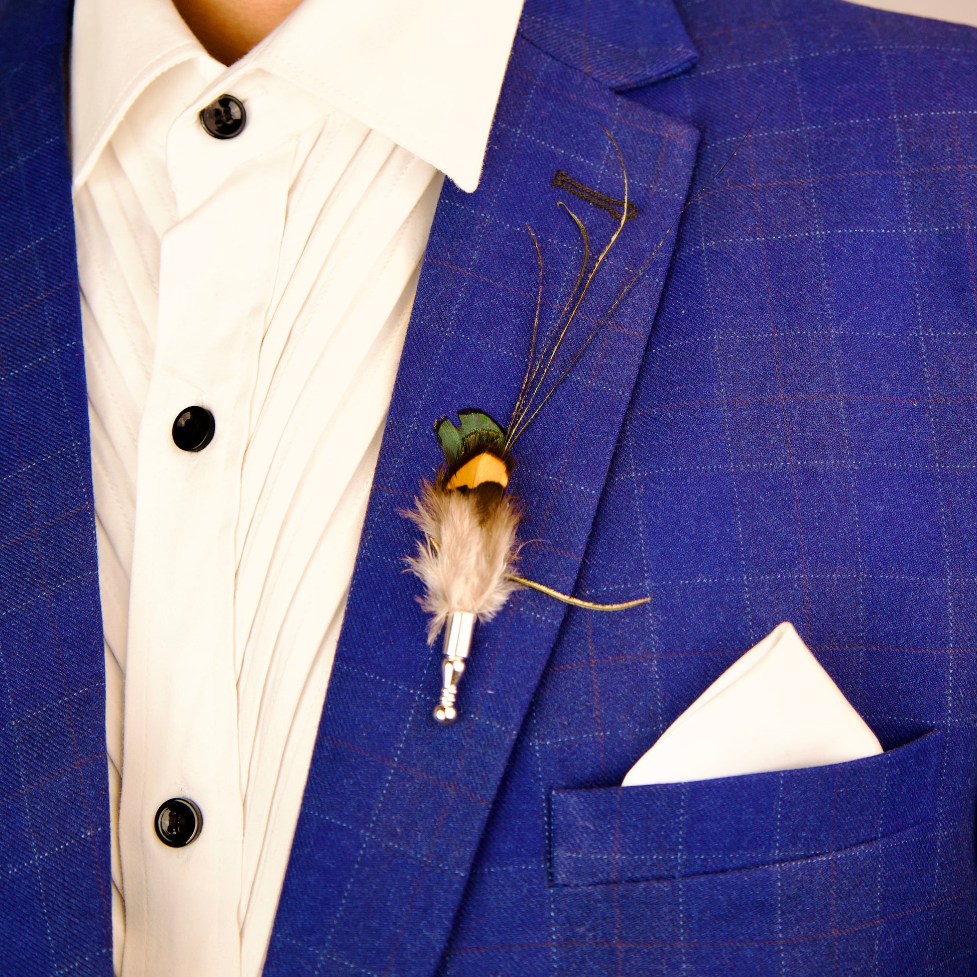"Sterling silver Feathered Elegance brooch for men, nature-inspired design"