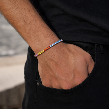 Rainbow Drip Tennis Bracelet (4mm)