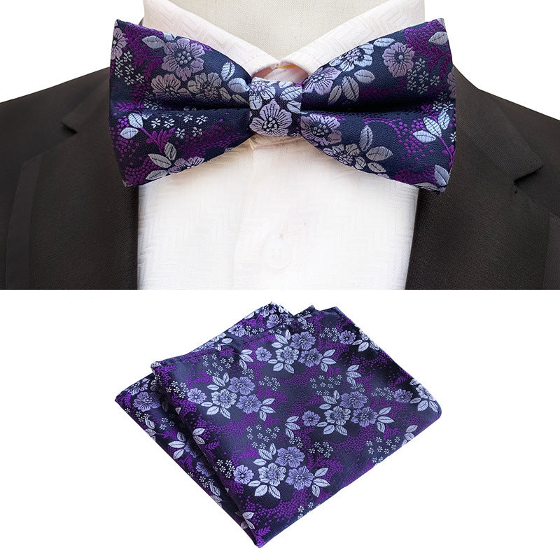 Paisley Purple Bow Tie & Pocket Square Set