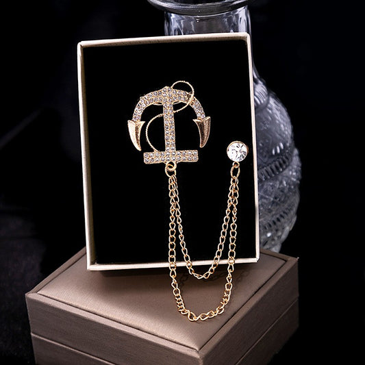 "Masculine sterling silver brooch, lapel pin brooch, polished and elegant, Men accessories"