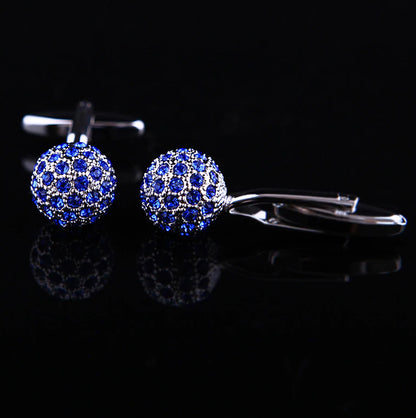 Elegant Blue Crystal Ball Cufflinks