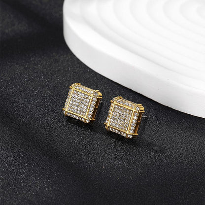 Square Gold Matrix Stud For Men (1 Piece)