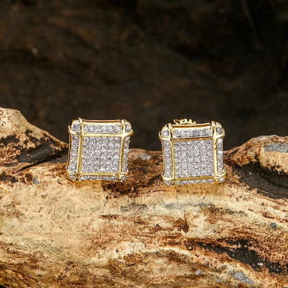 Square Gold Matrix Stud For Men (1 Piece)