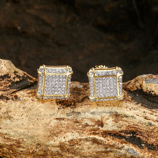 Square Gold Matrix Stud For Men (1 Piece)