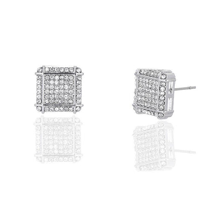 Square Silver Matrix Stud For Men  (1 Piece)