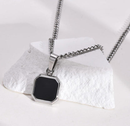 Men's Black Onyx Necklace (Titanium Steel)