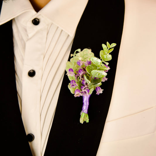 "Lavender Garden Brooch for men, floral-inspired design"
