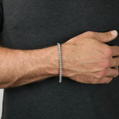 Men's Silver Iced Out Tennis Bracelet (4mm)