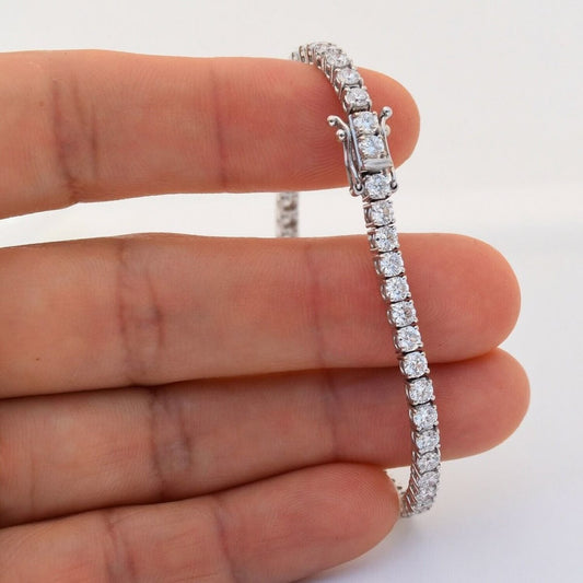 Men's Silver Iced Out Tennis Bracelet (4mm)