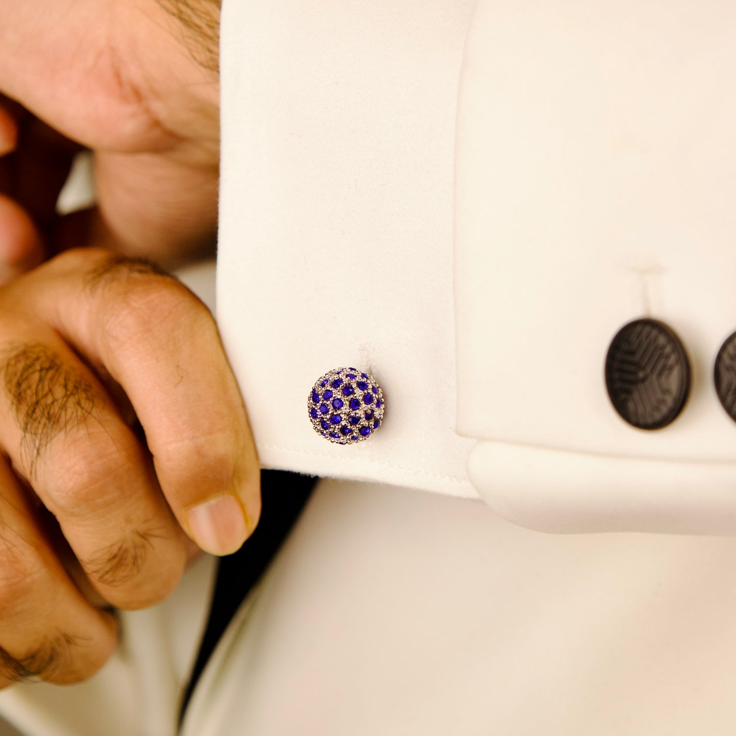 Elegant Blue Crystal Ball Cufflinks
