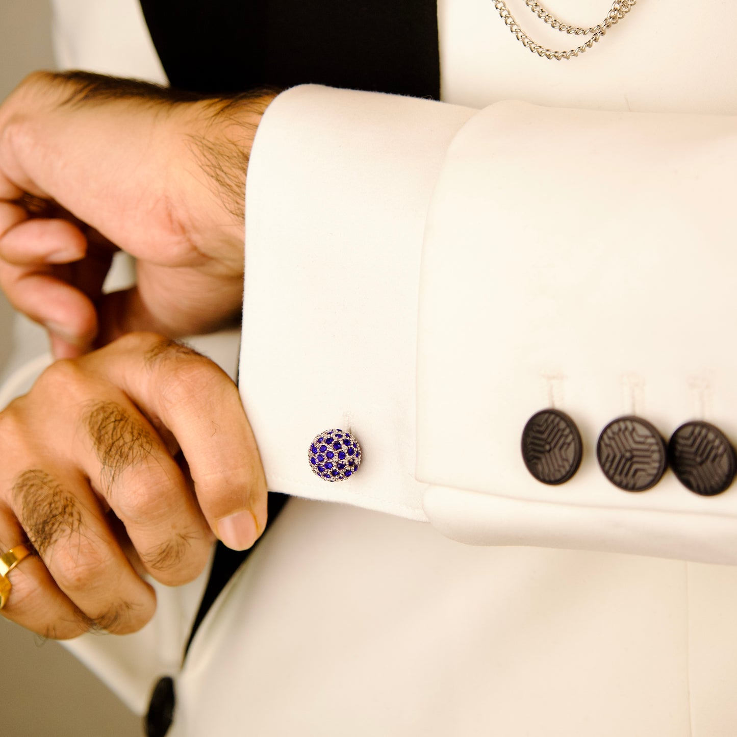 Elegant Blue Crystal Ball Cufflinks