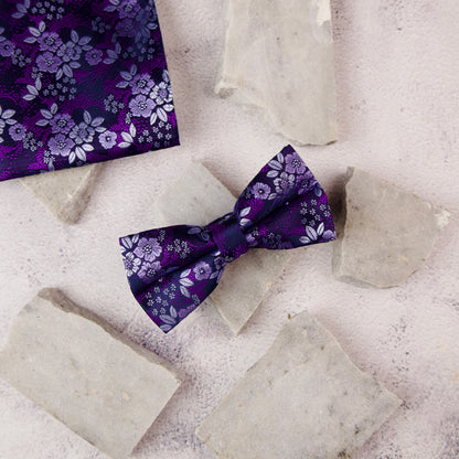 Paisley Purple Bow Tie & Pocket Square Set