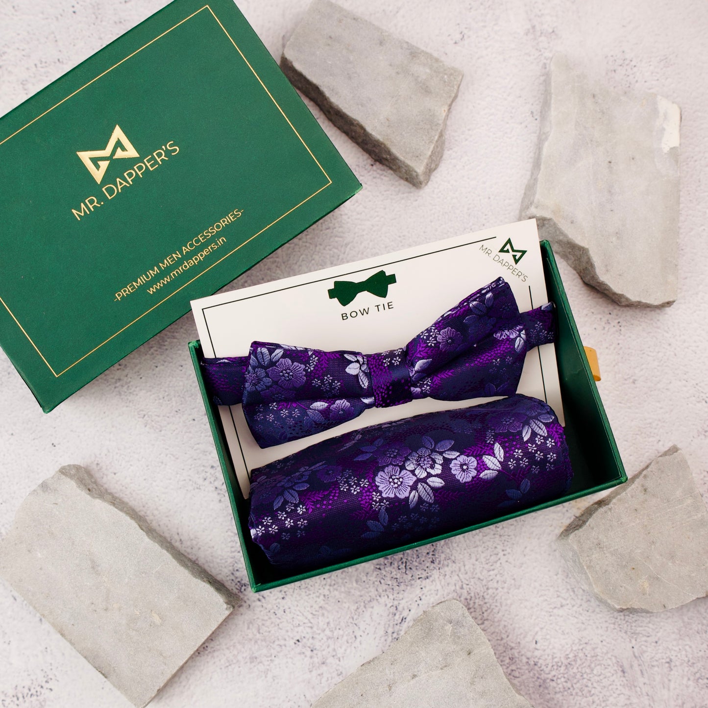 Paisley Purple Bow Tie & Pocket Square Set