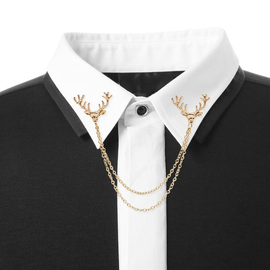 "Sterling silver Oh Deer Collar Chain for men, deer motif design"
