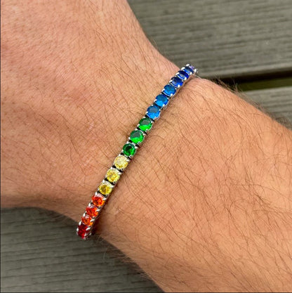 Rainbow Drip Tennis Bracelet (4mm)