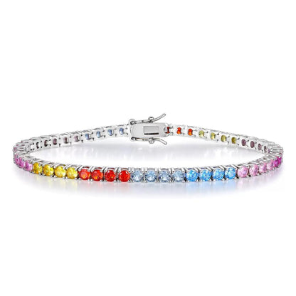 Rainbow Drip Tennis Bracelet (4mm)